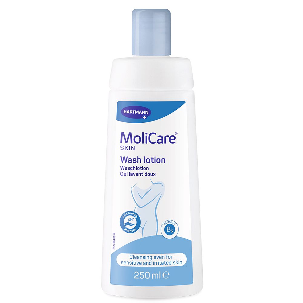 MoliCare Skin Waschlotion 250ml mit pflegendem Pantheol und Mandelöl, geruchsneutraliesierent, pH-hautneutral