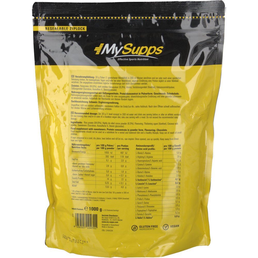 MySupps 100% Rice Protein Chocolate