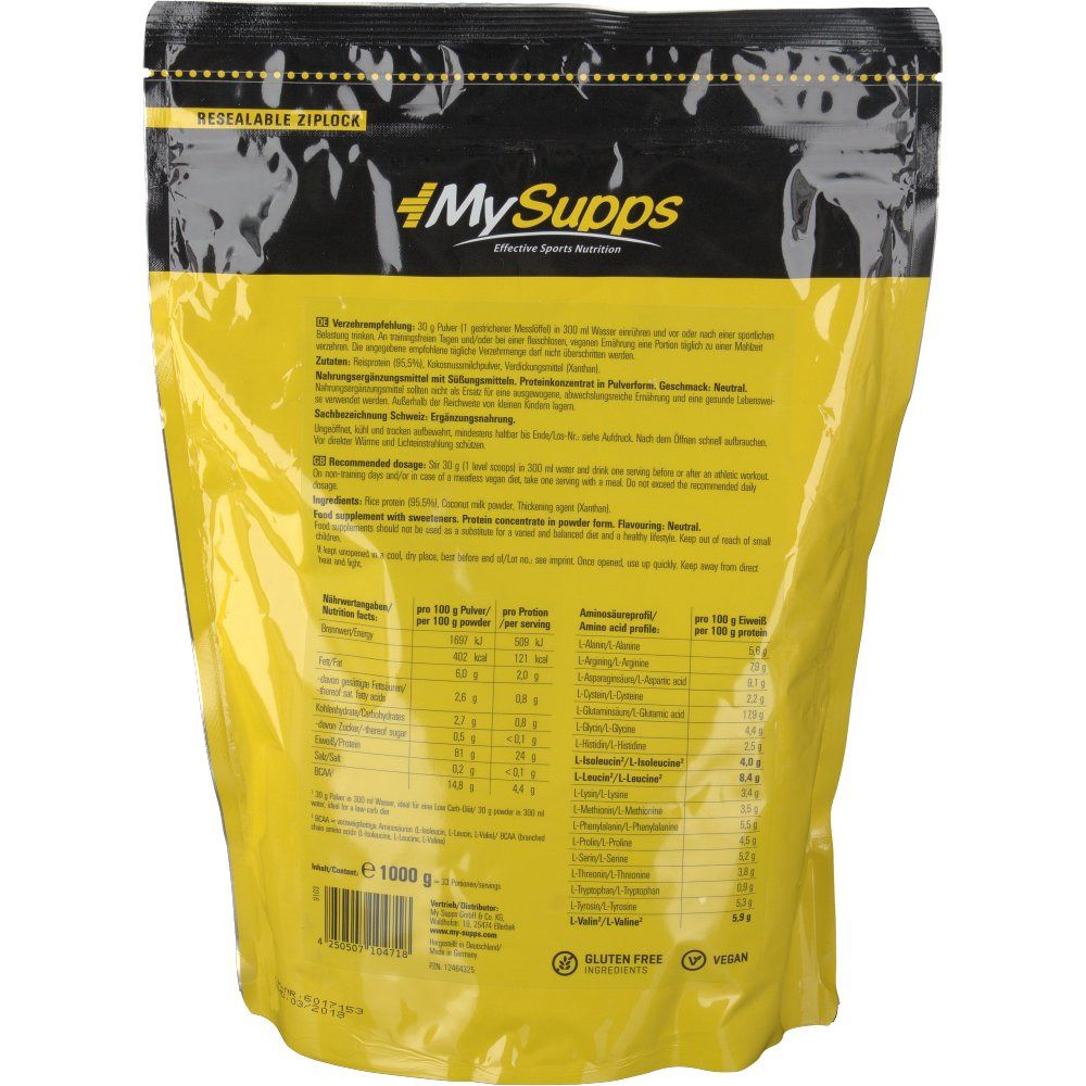 MySupps 100% Rice Protein Neutral
