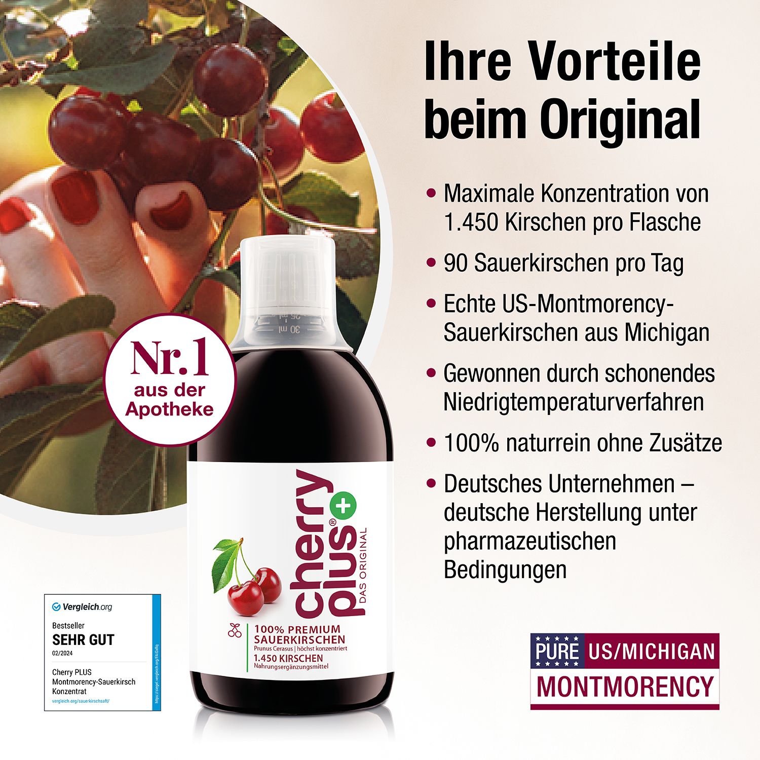 CHERRY PLUS Das Original Montmorency Sauerk.-Konz.