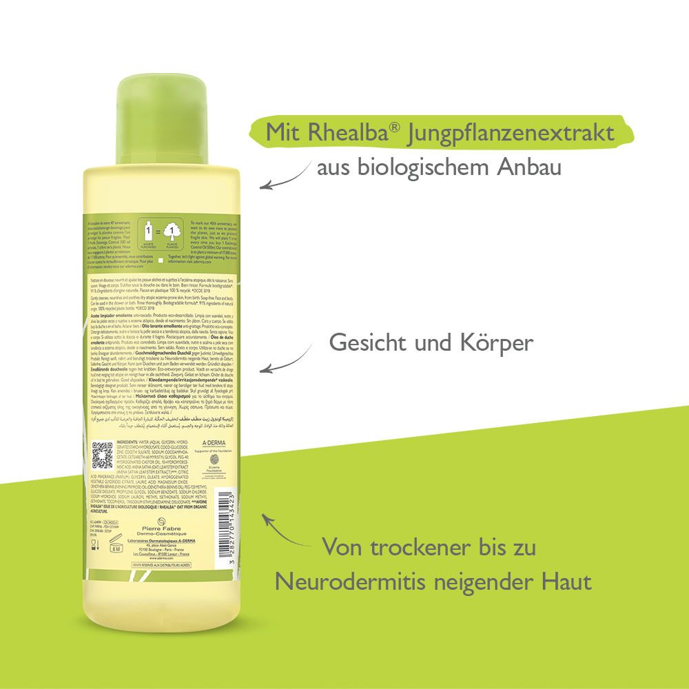 A-DERMA Exomega Control Huile lavante émolliente anti-grattage