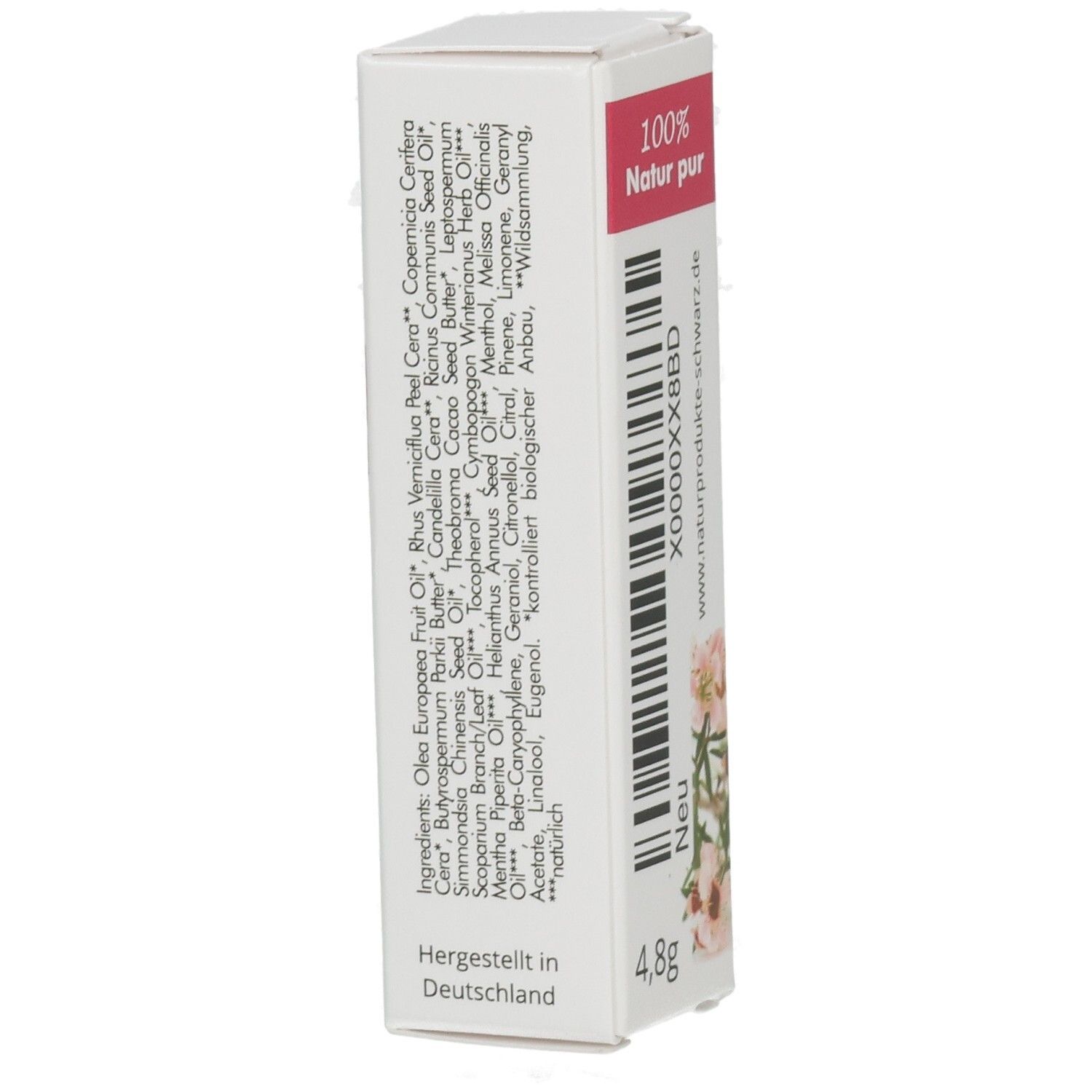 Naturprodukte Schwarz Lippenpflege mit Manukaöl, 4,8g.