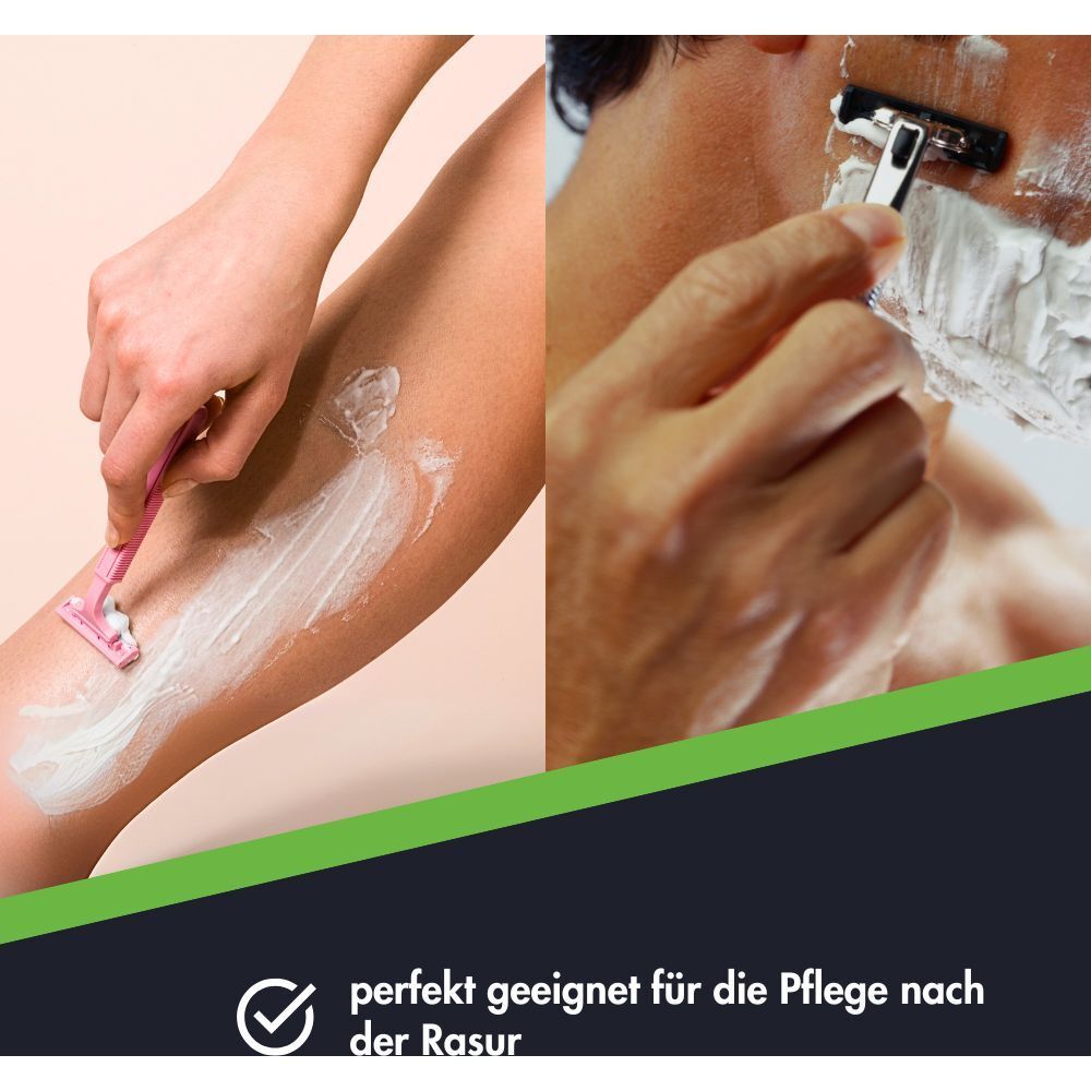 Pflege nach der Rasur: Beinrasur und Bartrasur mit Rasierschaum.