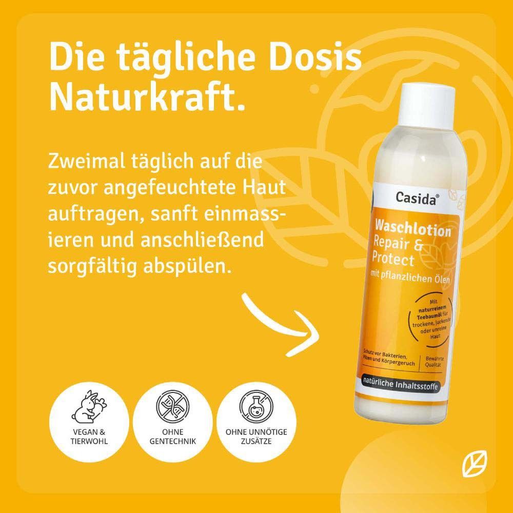 Gelber Hintergrund mit Produkt. Text: Die tägliche Dosis Naturkraft. Vegan & Tierwohl, ohne Gentechnik, ohne unnötige Zusätze.