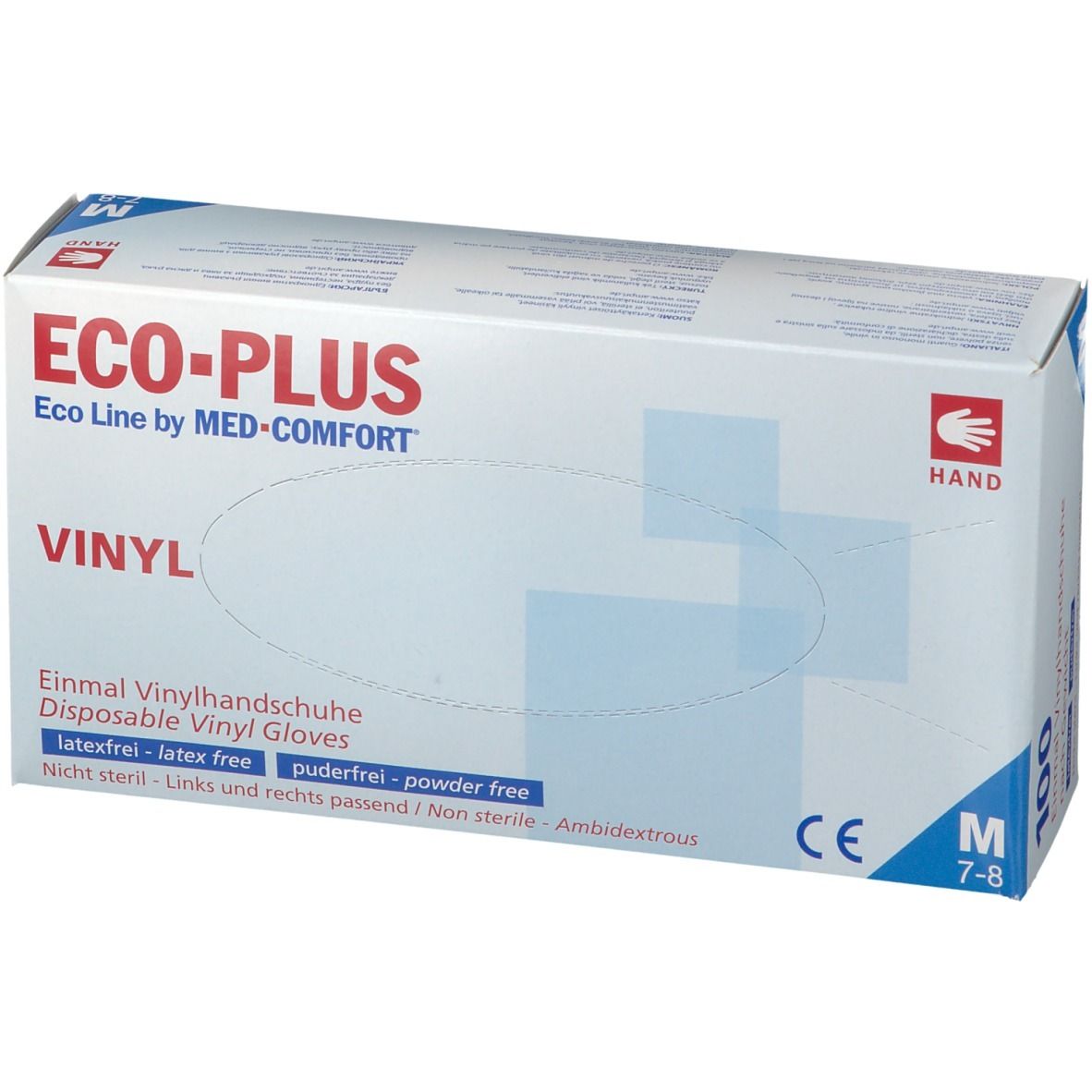 Eco-Plus Vinyl Handschuhe Gr. M unsteril puderfrei weiß