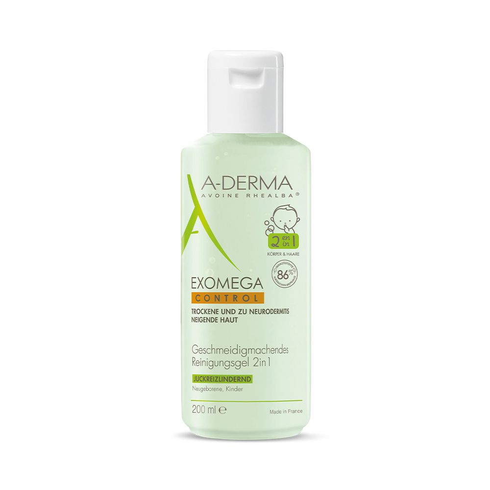 A-DERMA EXOMEGA CONTROL Gel lavant émollient corps et cheveux, 2 en 1