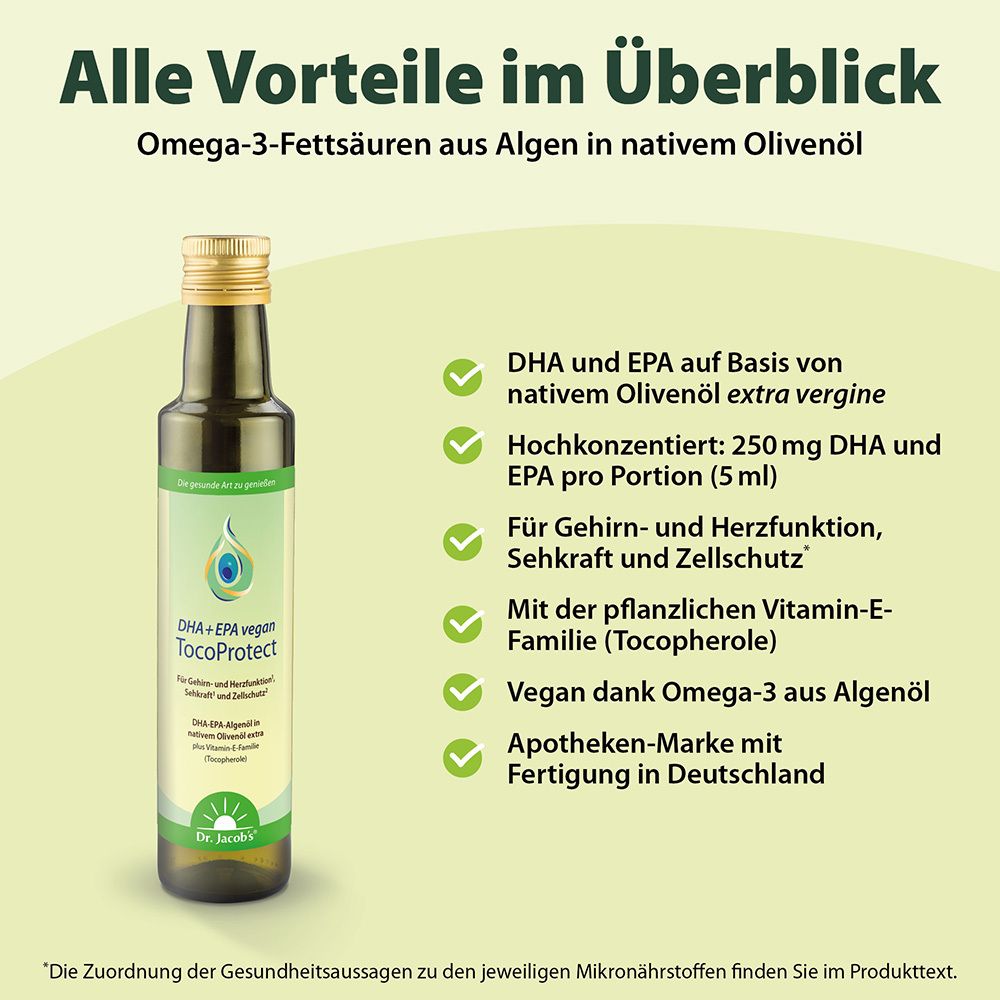 DR.Jacobs TocoProtect DHA + EPA vegan  Huile d'olive extra vierge