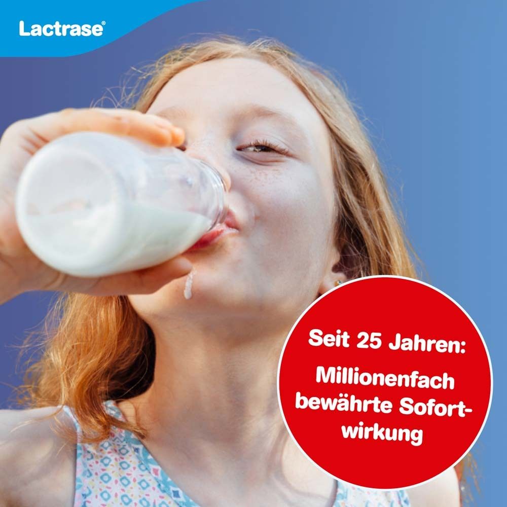 Mädchen trinkt Milch aus Flasche. Text: Seit 25 Jahren: Millionenfach bewährte Sofortwirkung.
