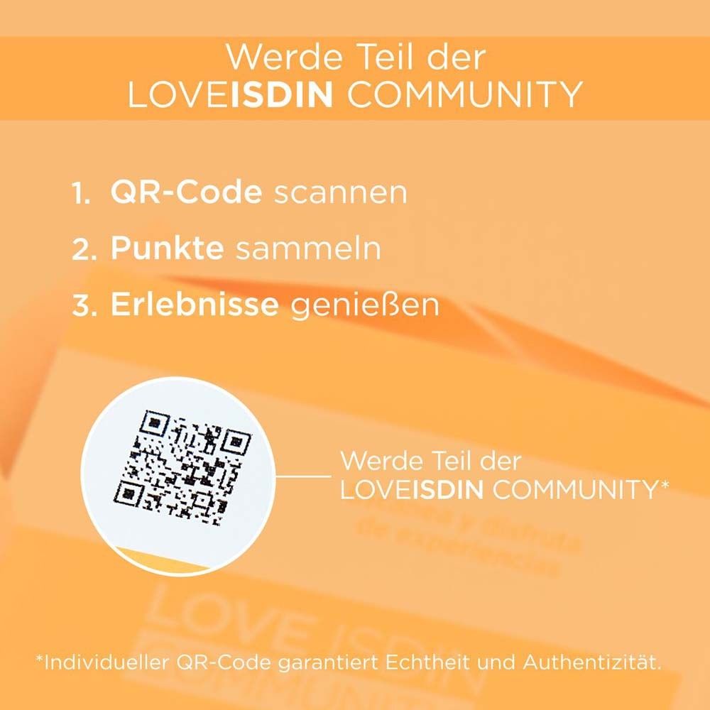 QR-Code und Text: Werde Teil der LOVEISDIN COMMUNITY. 1. QR-Code scannen. 2. Punkte sammeln. 3. Erlebnisse genießen.
