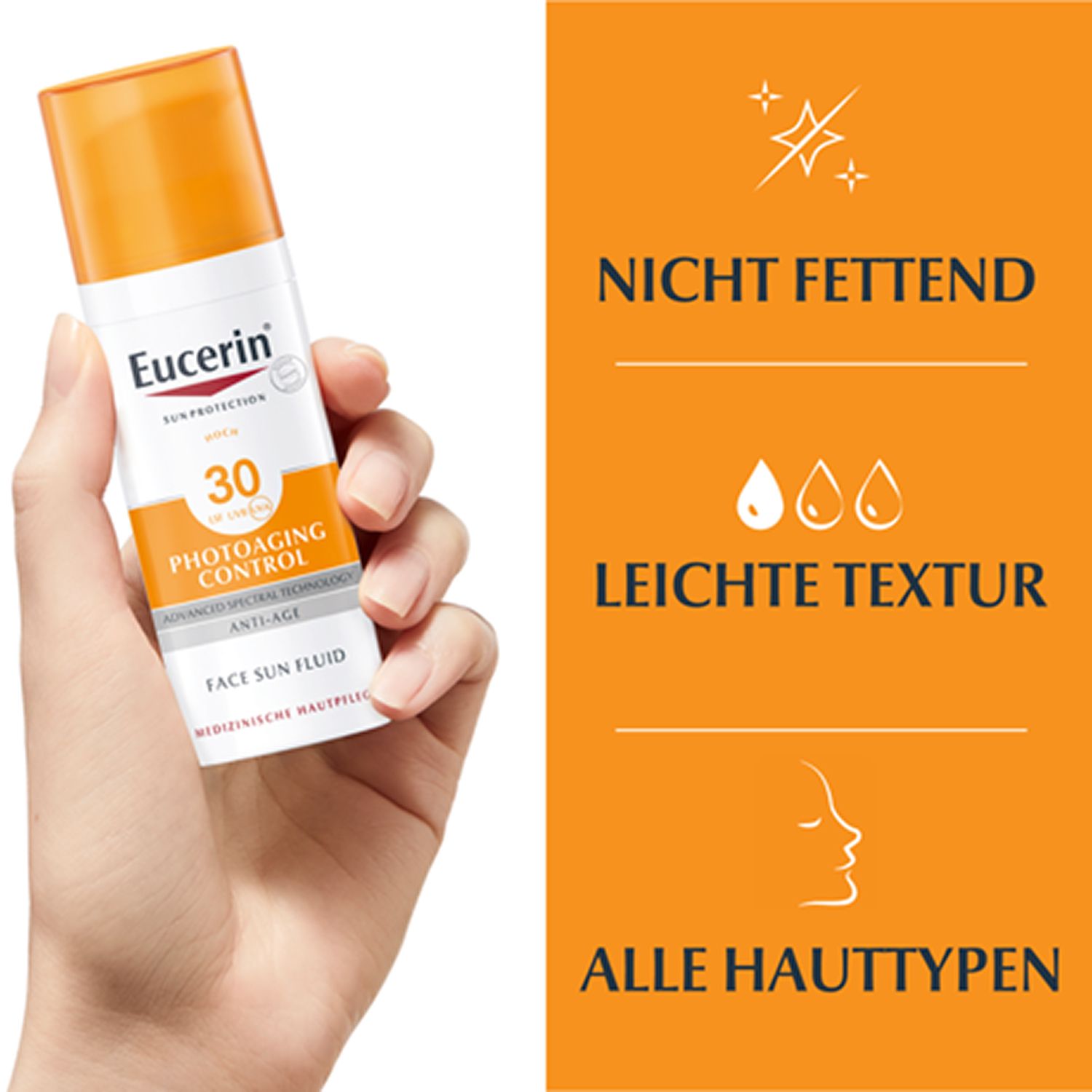 Eucerin® Photoaging Control Face Sun Fluid LSF 30 – hoher Sonnenschutz hilft gegen Photoaging und reduziert Falten sichtbar