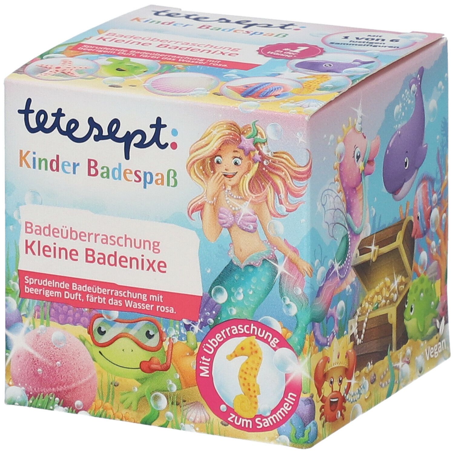 tetesept® enfants se baignant avec de petites sirènes de bain amusantes