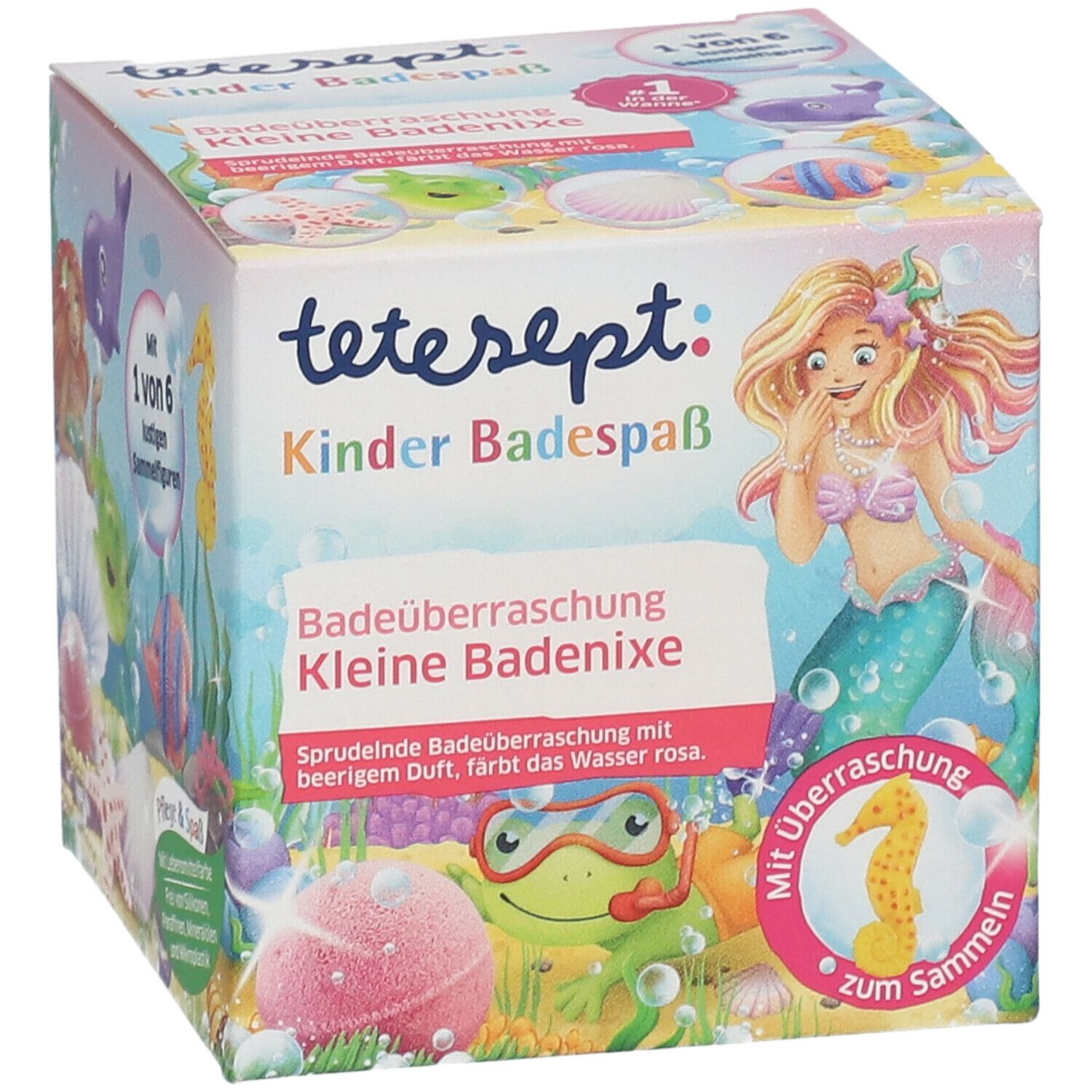 tetesept® enfants se baignant avec de petites sirènes de bain amusantes