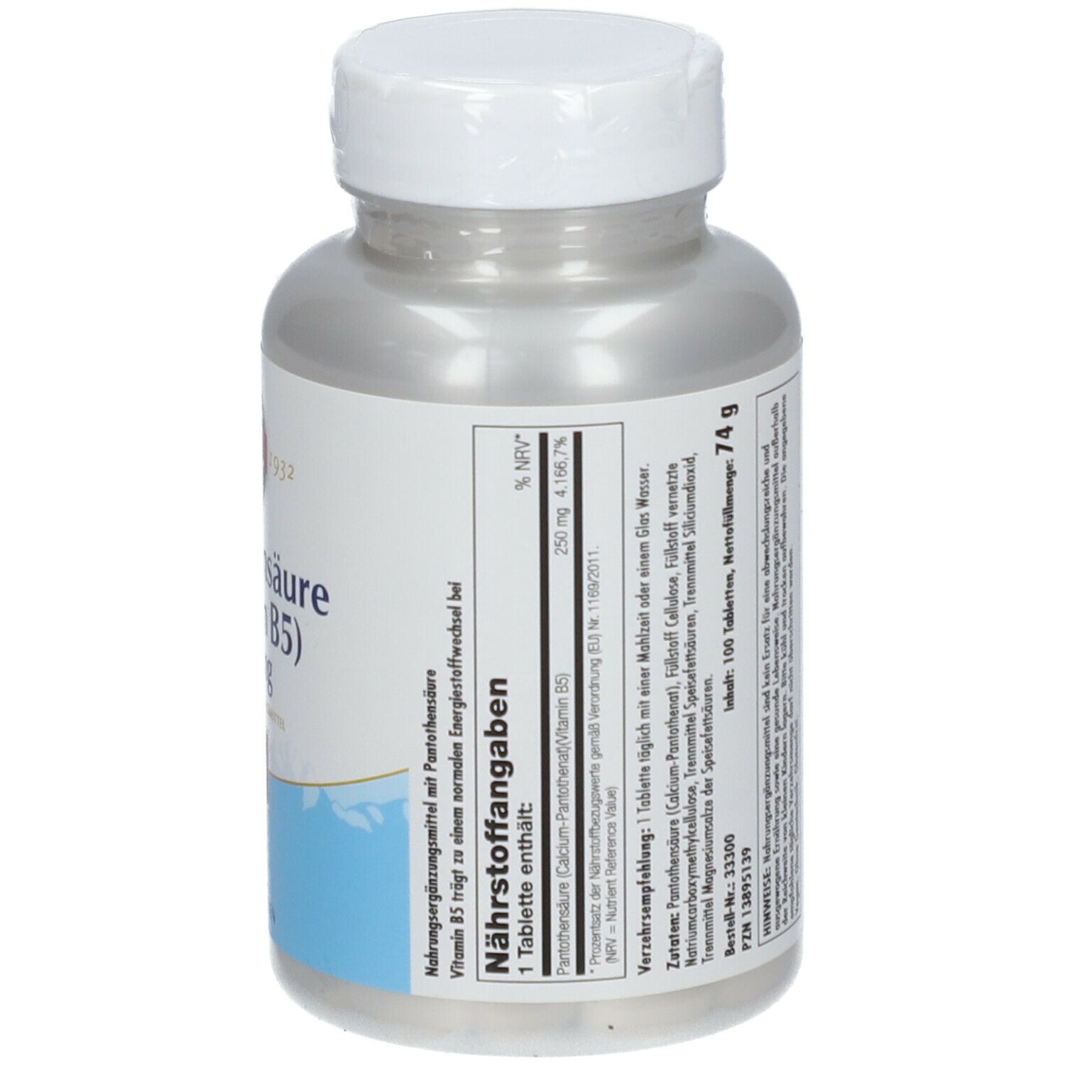 Acide pantothénique (vitamine B5) 250 mg