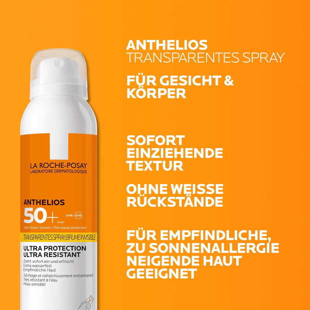 La Roche Posay Anthelios Transparentes Spray LSF 50+. Für Gesicht & Körper.