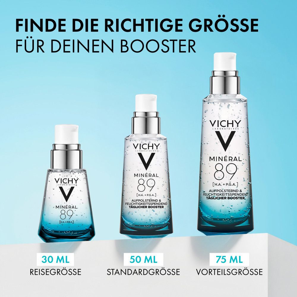 Vichy Serum in einem blauen Glasflakon mit Pumpspender.