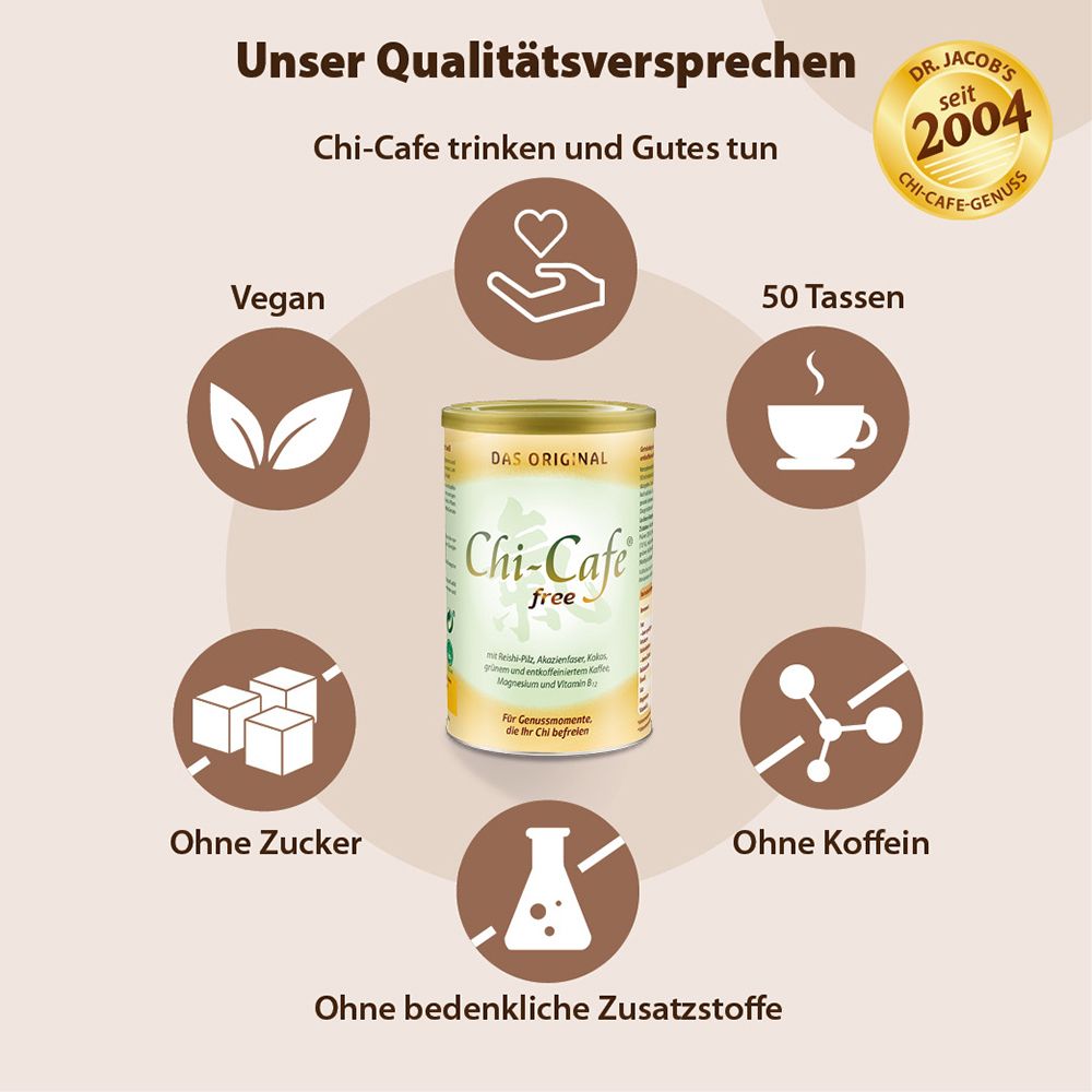 Chi-Cafe free entkoffeiniert – grüner Kaffee Akazienfaser Kokos Reishi Ginseng