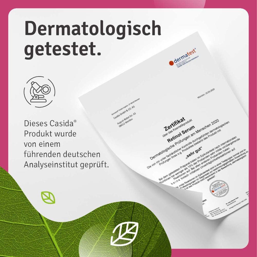 Testé dermatologiquement. Certificat de Dermatest. Produit testé par un institut d'analyse allemand.