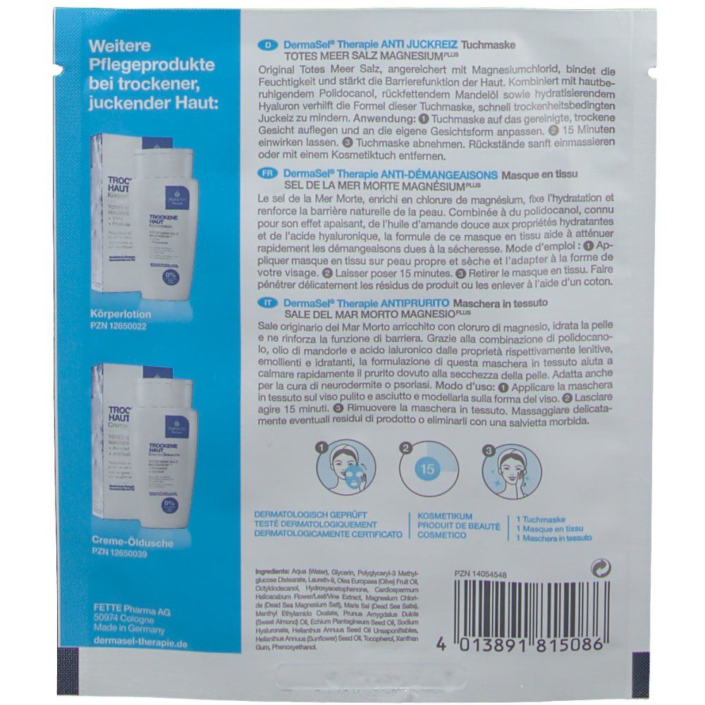 DERMASEL® Masque en tissu anti-démangeaisons