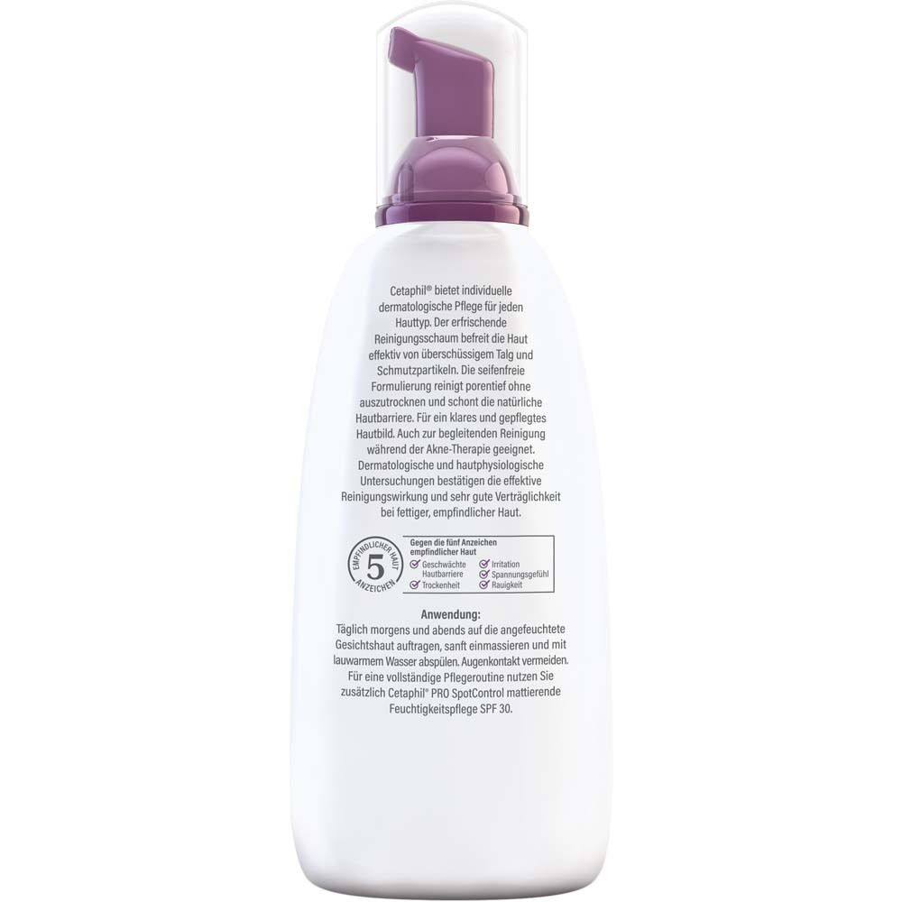 Rückseite der Flasche. Text und Anwendungshinweise. Cetaphil Pro SpotControl.
