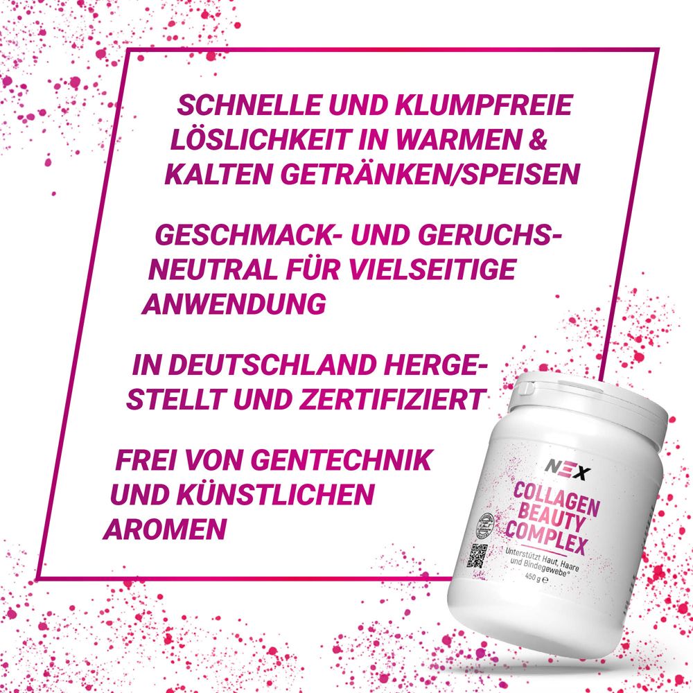 Text: Schnell löslich, geschmacksneutral, hergestellt und zertifiziert in Deutschland, frei von Gentechnik und Aromen. Dose.