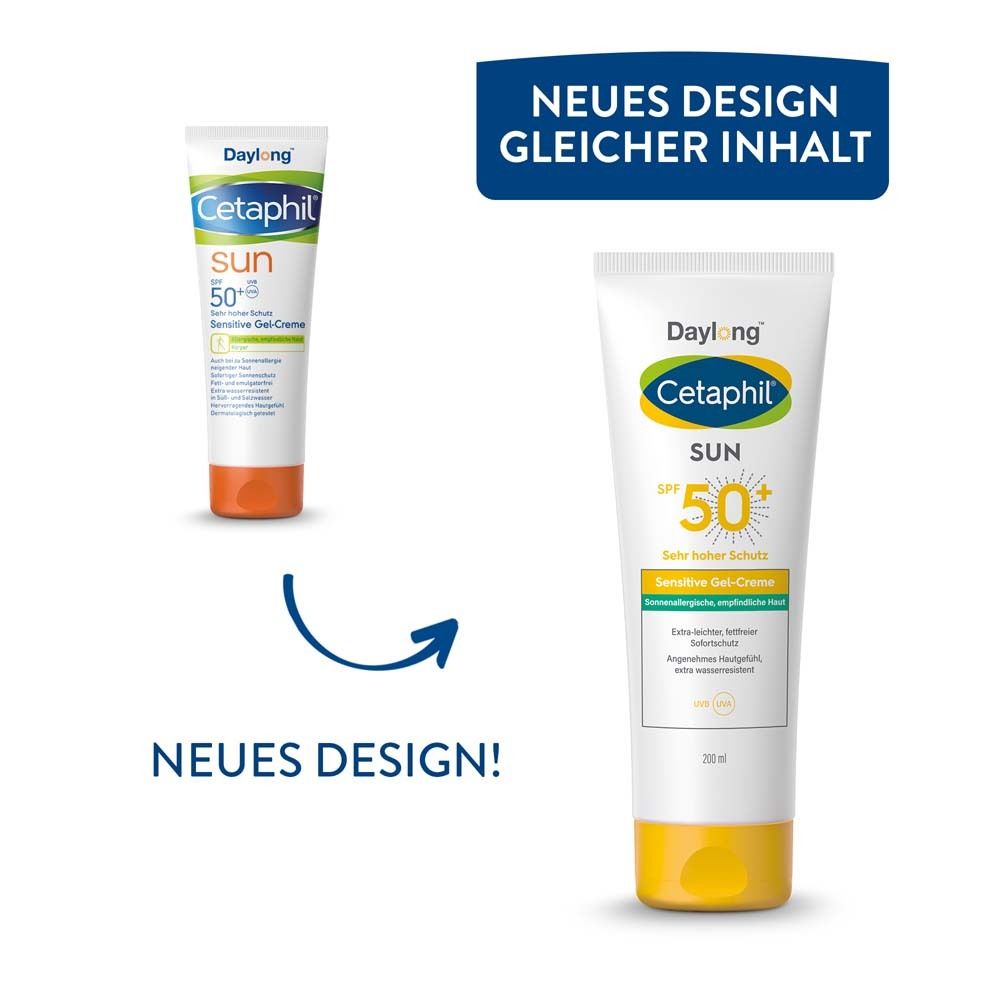 CETAPHIL SUN Sensitive Gel-Creme SPF 50+ Extra-leichter, fettfreier Sonnenschutz