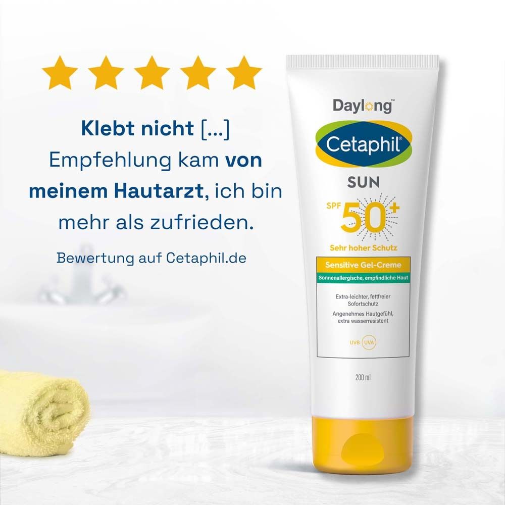CETAPHIL SUN Sensitive Gel-Creme SPF 50+ Extra-leichter, fettfreier Sonnenschutz