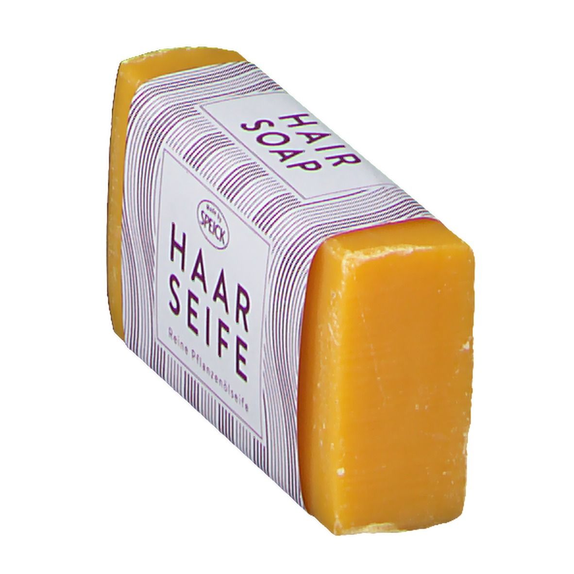 Savon pour cheveux Speick à l'huile végétale, savon pur à l'huile végétale, 45g, en biais de face.