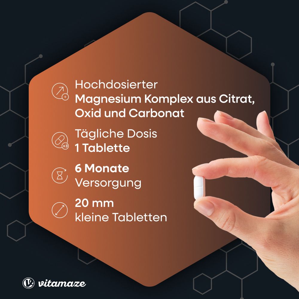 Vitamaze MAGNESIUM 350 mg Complexe citrate/oxyde/carbone végétalien