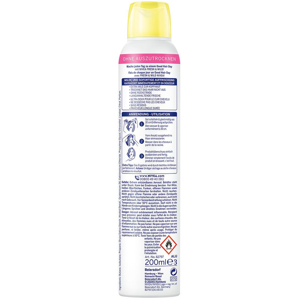 NIVEA Hair Care Fresh Revive Shampooing sec 3-en-1 Cheveux clairs