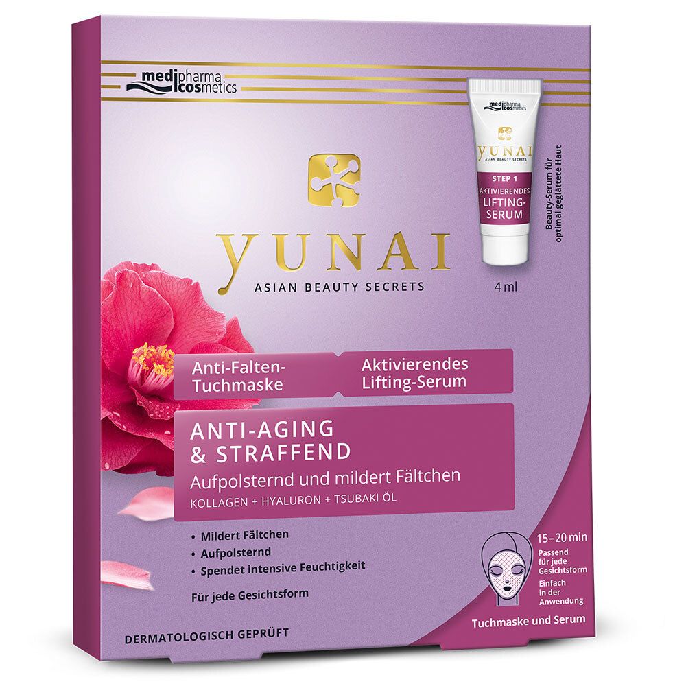 medipharma cosmetics Yunai Masque en tissu anti-rides + sérum lifting activateur