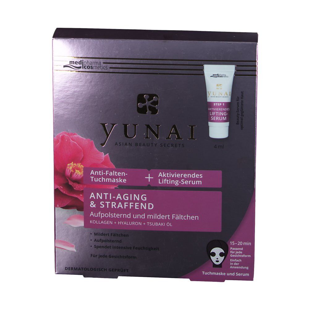 medipharma cosmetics Yunai Masque en tissu anti-rides + sérum lifting activateur