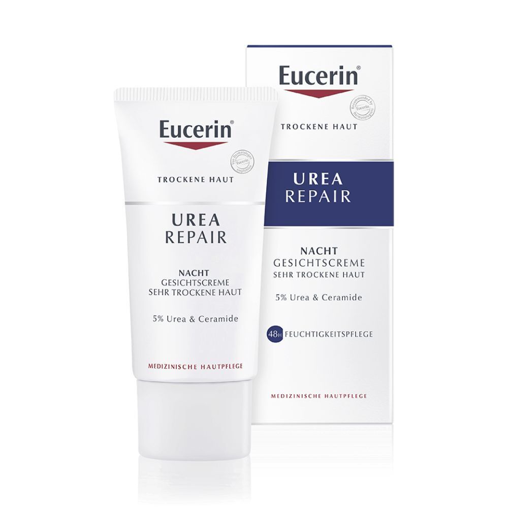 Eucerin® Urea Repair Nacht Gesichtscreme 5% –  Intensive Gesichtspflege bei trockener bis sehr trockener und spannender Haut