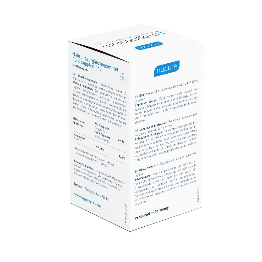 Nupure magnesium mit Magnesiumcitrat bei Magnesiummangel