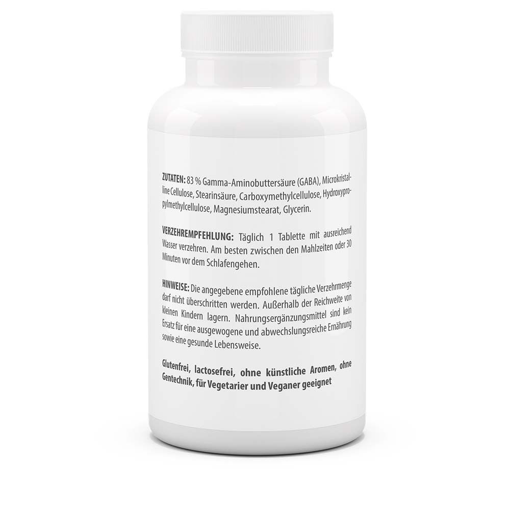 Dos du flacon blanc. Texte: Ingrédients, recommandation de consommation, conseils. Végétarien et végétalien.