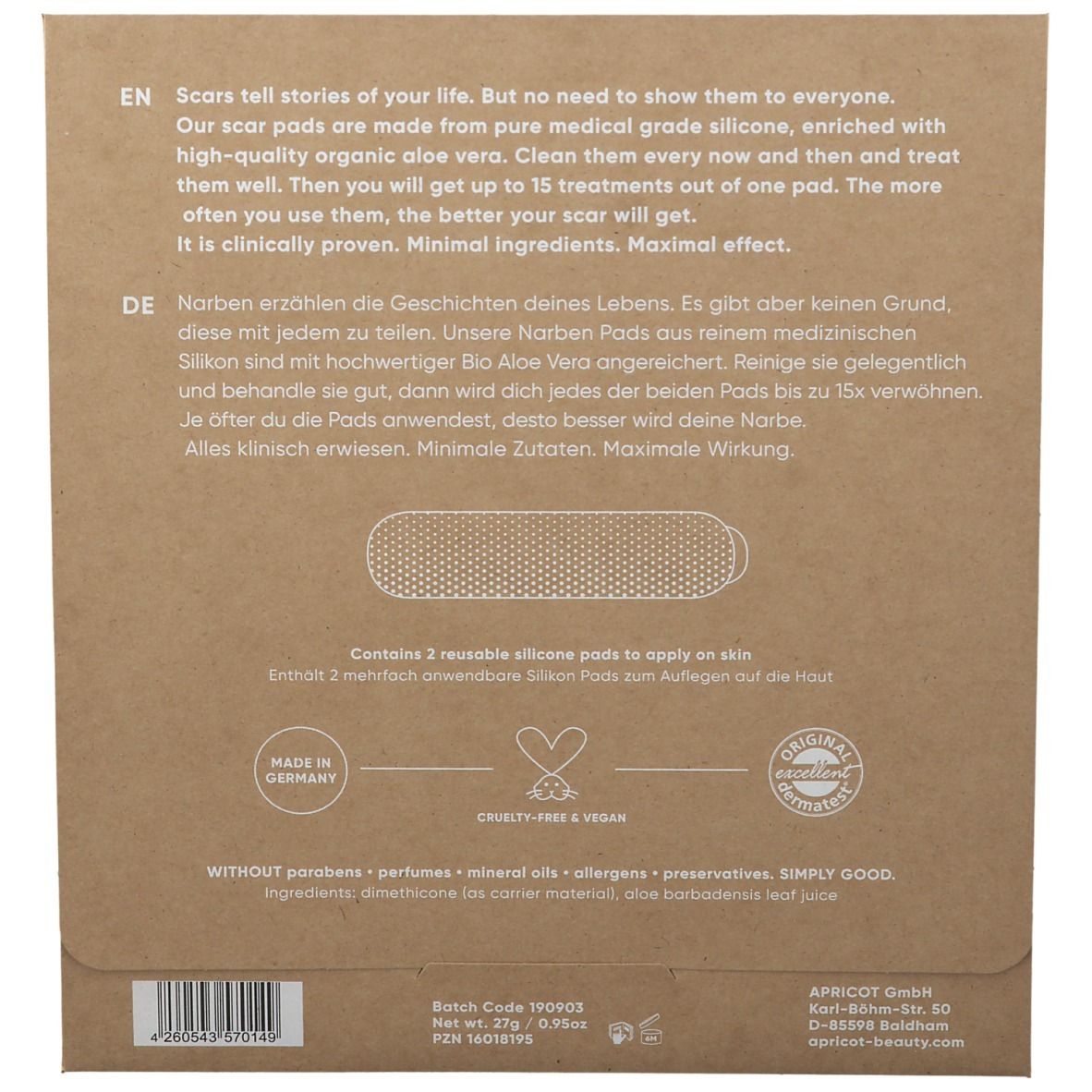 APRICOT Silicon care® Coussinets Narben