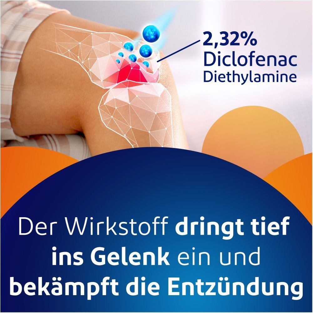 Detailansicht eines Gelenks mit Diclofenac-Wirkstoff.