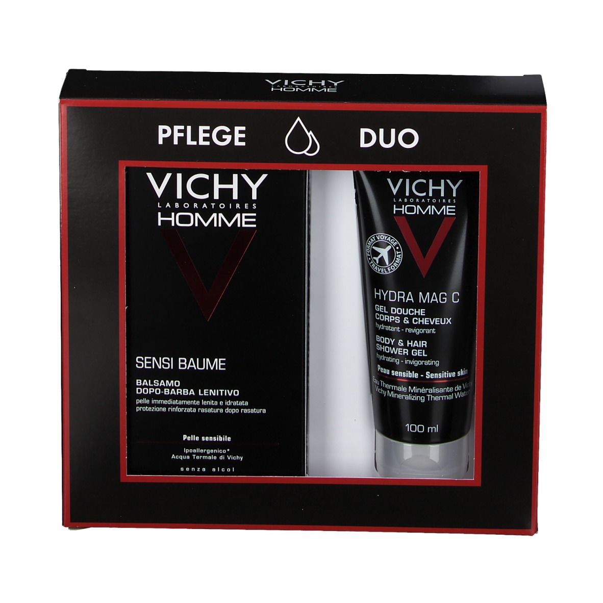 VICHY HOMME Pflege Duo Sensi Mineralbalm + Duschgel
