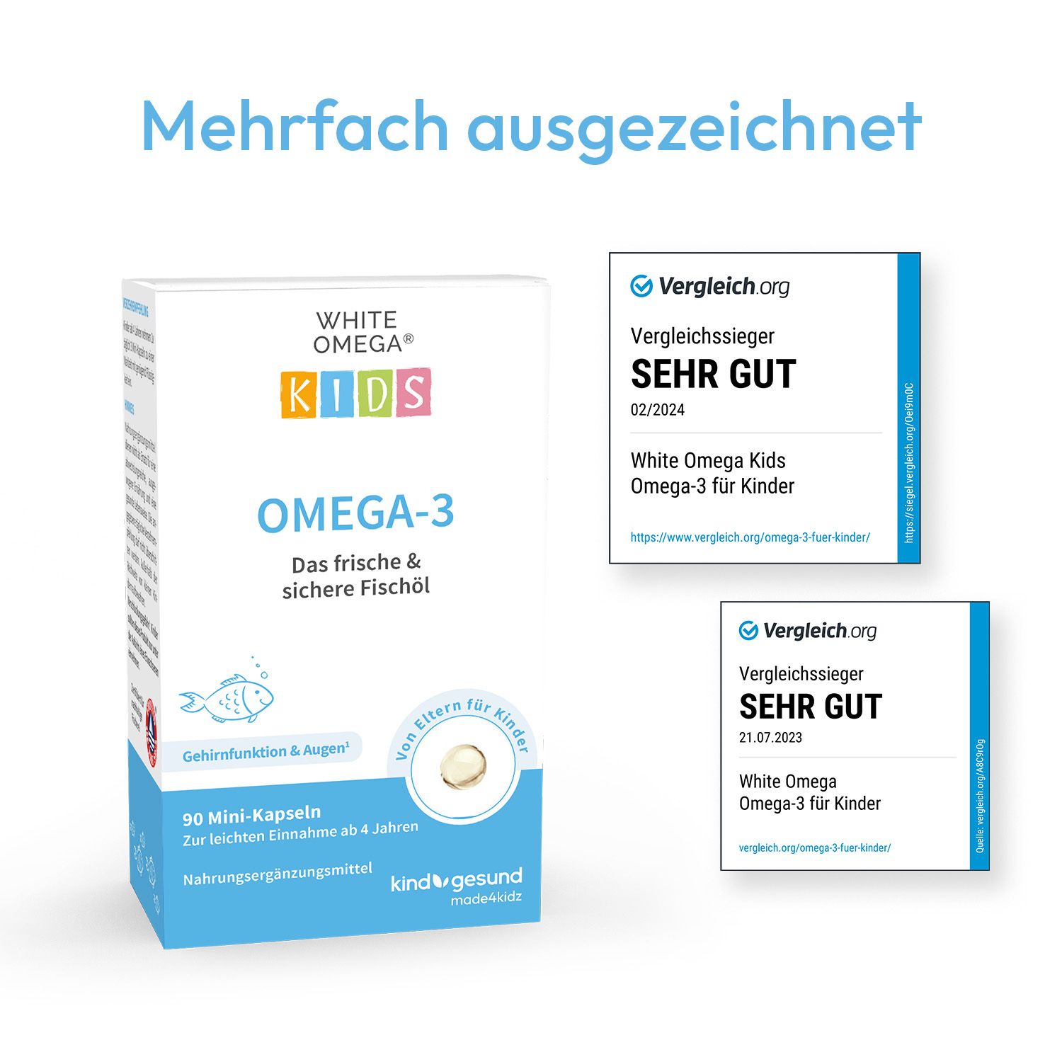 White Omega® KIDS – Reine Omega-3-Fischöl-Kapseln