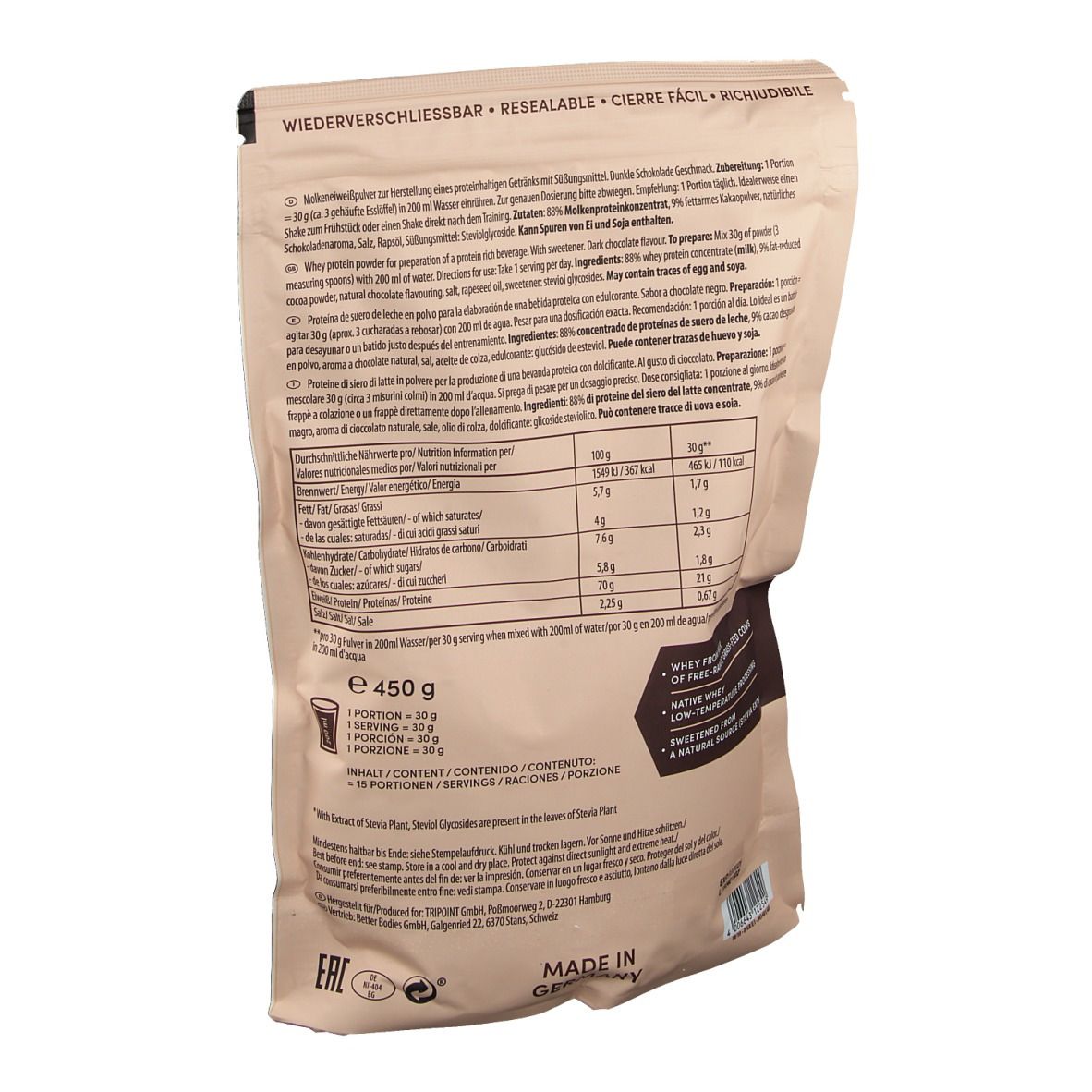 Multipower Whey Protein natural, dark Chocolate