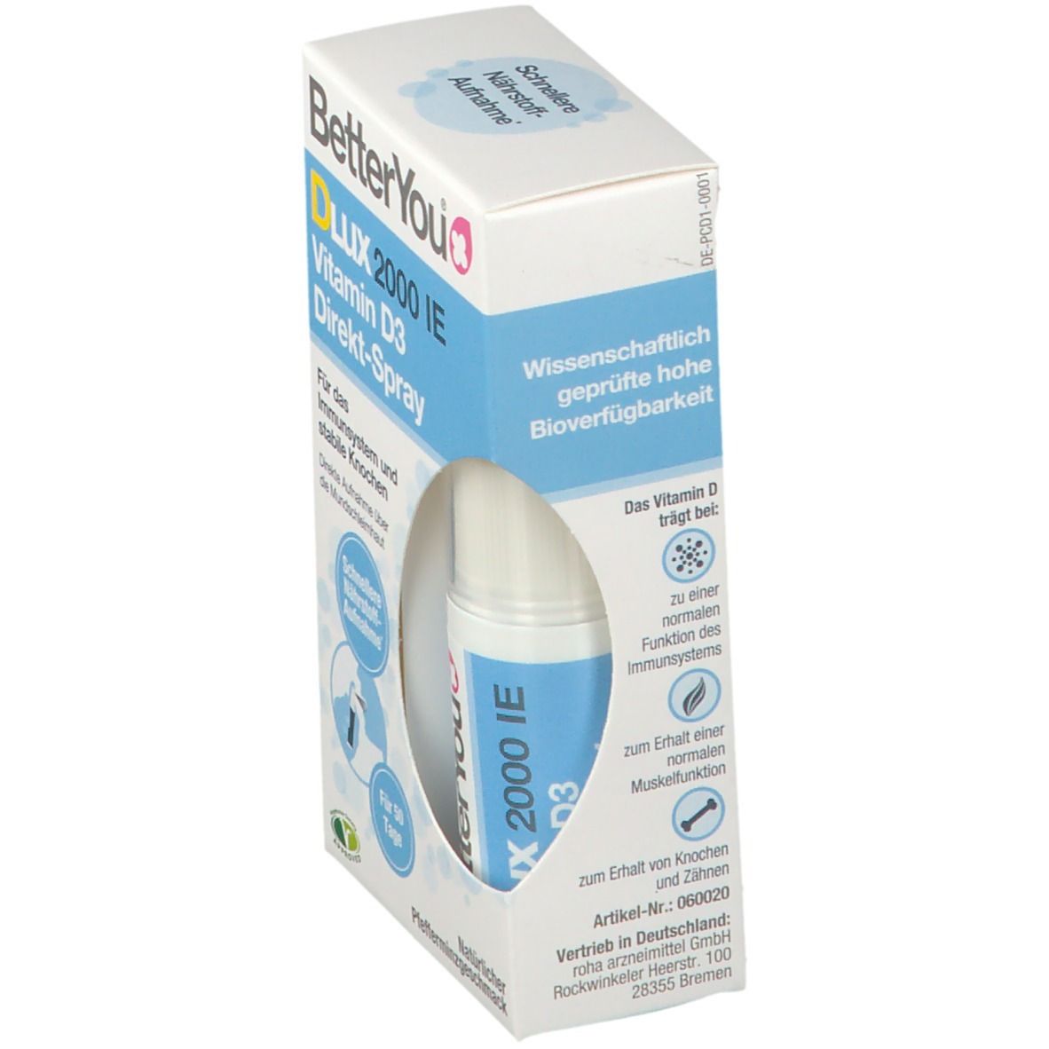 BetterYou® DLUX 2000 IE Vitamine D3 Vaporisateur direct