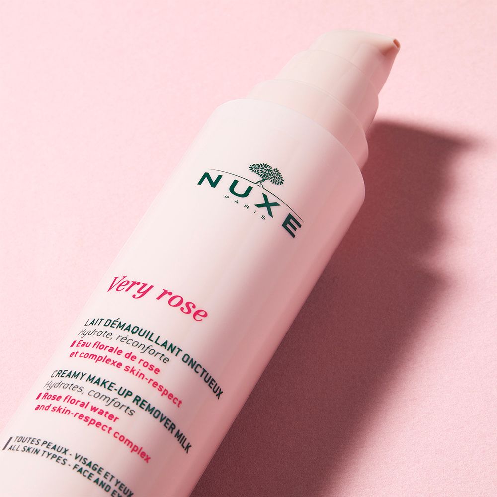 NUXE Very Rose milde Reinigungsmilch zur sanften gesichtsreinigung und Make-up Entfernung im Gesicht und Augenbereich bei empfindlicher, trockener Haut