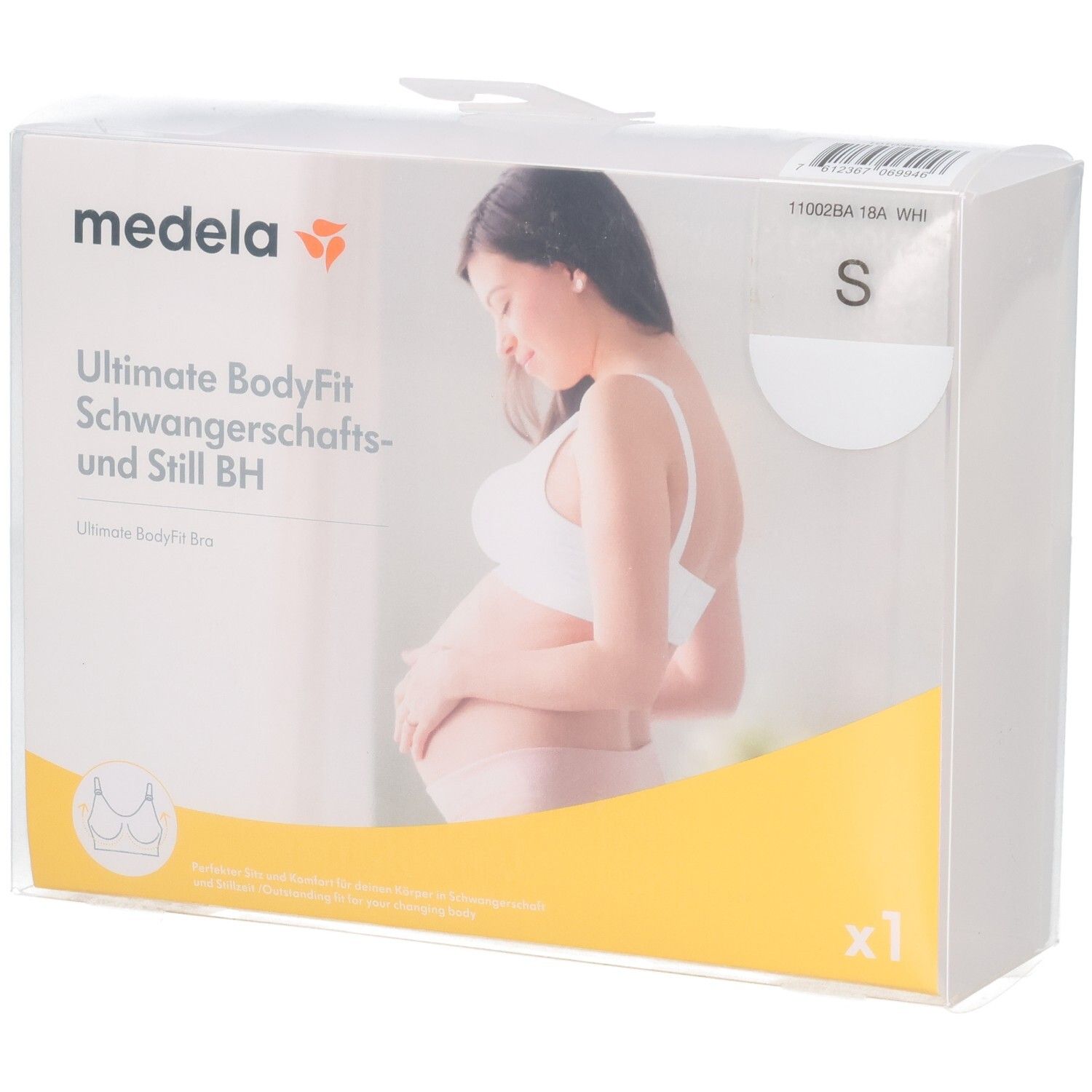 Emballage du soutien-gorge de maternité et d'allaitement Medela Ultimate BodyFit, blanc, taille S.
