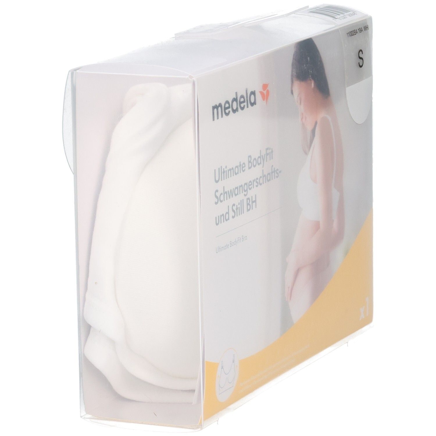 Soutien-gorge Medela Ultimate BodyFit blanc, taille S, dans son emballage transparent.
