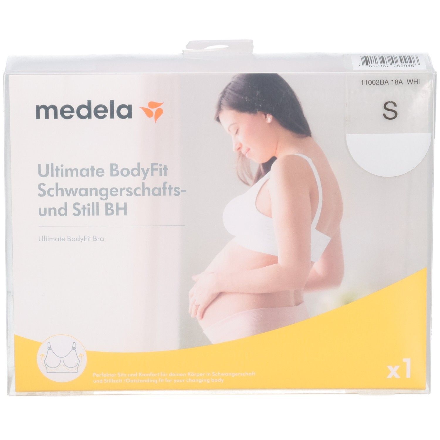 Emballage du soutien-gorge de maternité et d'allaitement Medela Ultimate BodyFit, blanc, taille S.