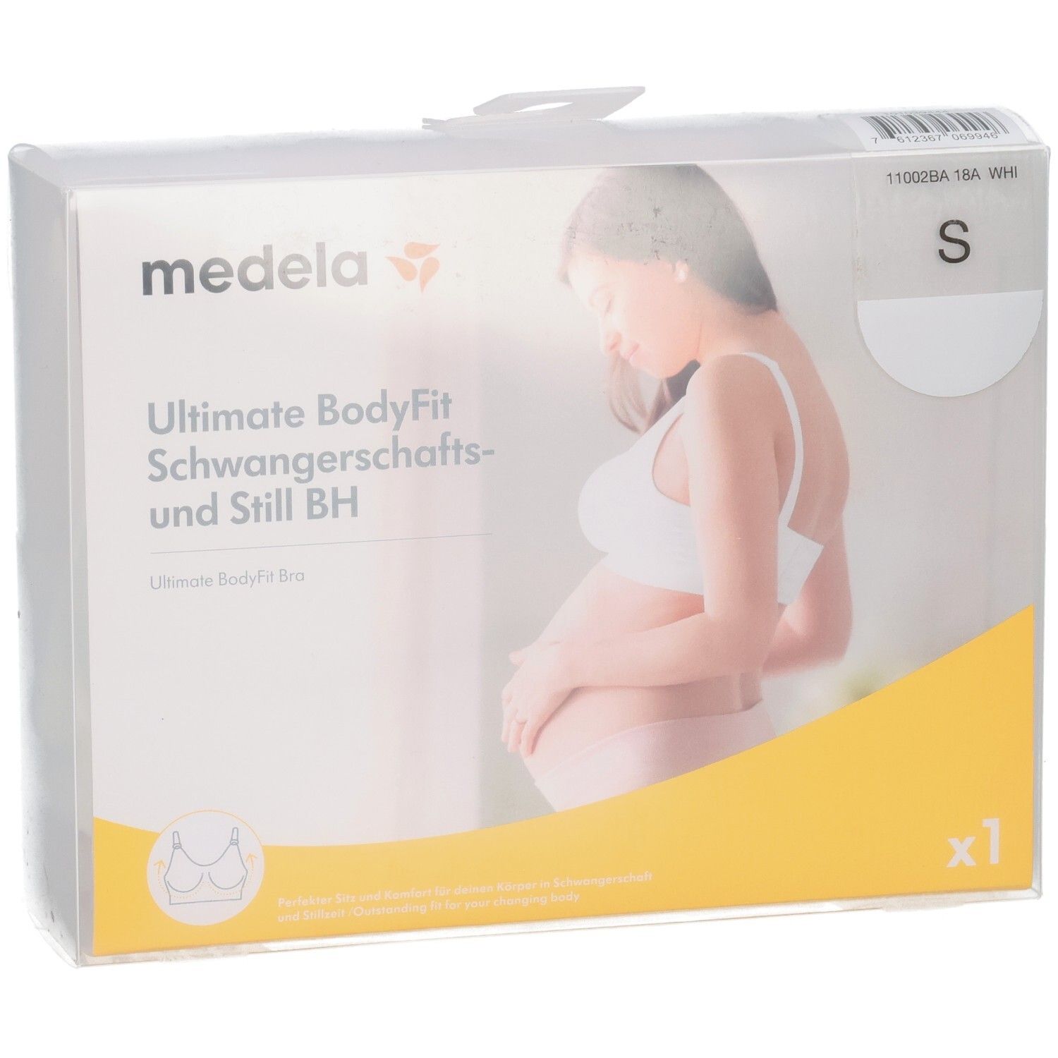 Emballage du soutien-gorge de maternité et d'allaitement Medela Ultimate BodyFit, blanc, taille S.