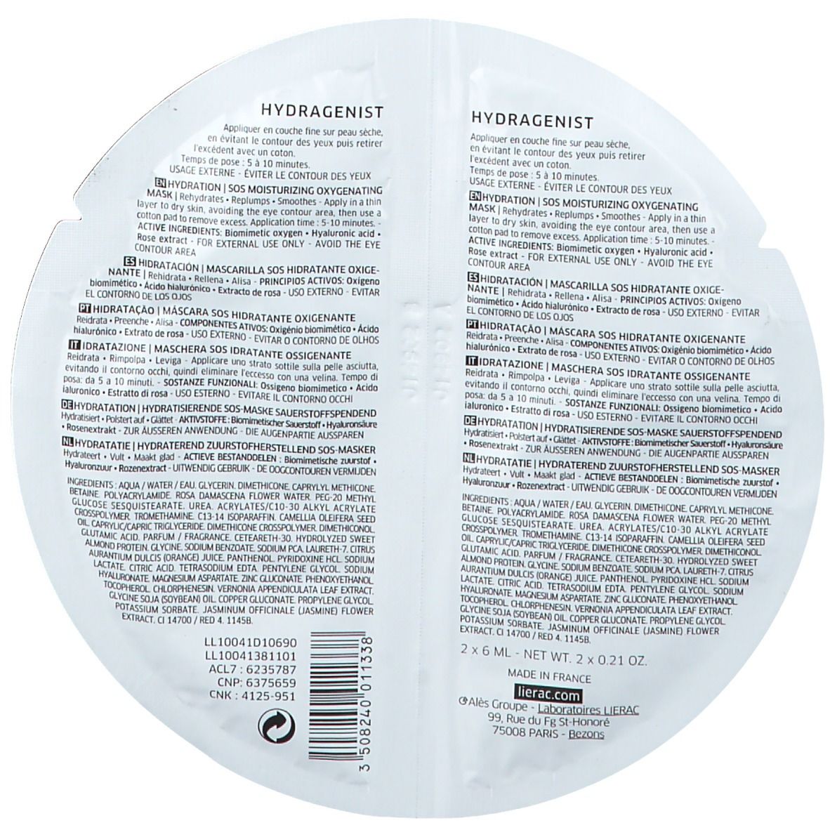 LIERAC Masque Duo Hydragenist