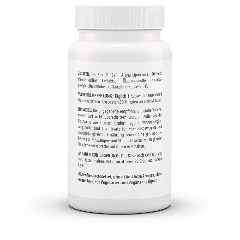 Rückseite der weißen Flasche. Aufschrift: Zutaten, Verzehrempfehlung, Hinweise, Angaben zur Lagerung.