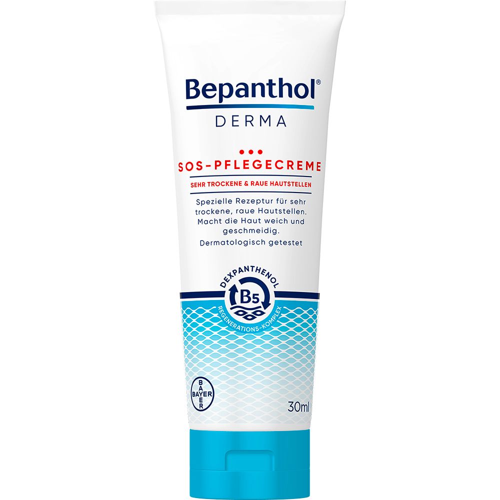 Bepanthol® DERMA SOS-Pflegecreme, Körperpflege für sehr trockene und raue Hautstellen, dermatologisch getestete Feuchtigkeitscreme mit Dexpanthenol