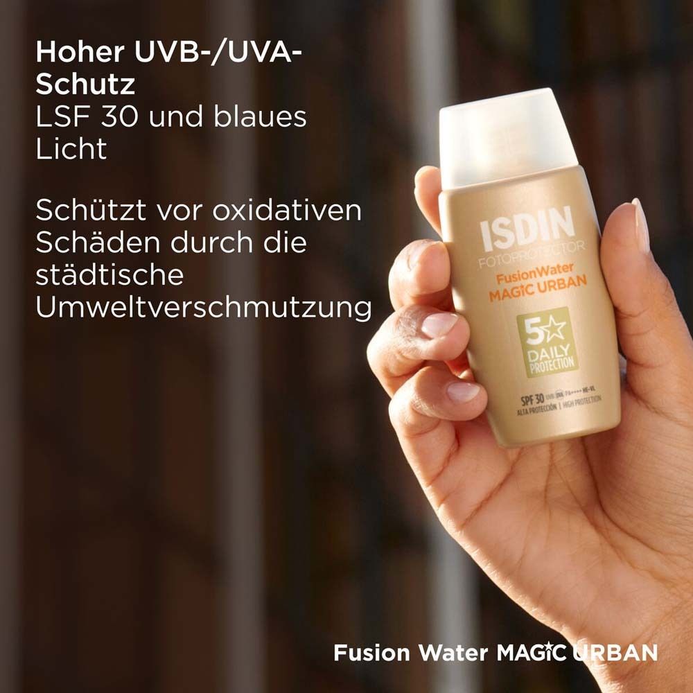 Fotoprotector ISDIN Fusion Water Urban LSF 30 ultraleichte Sonnencreme für das Gesicht