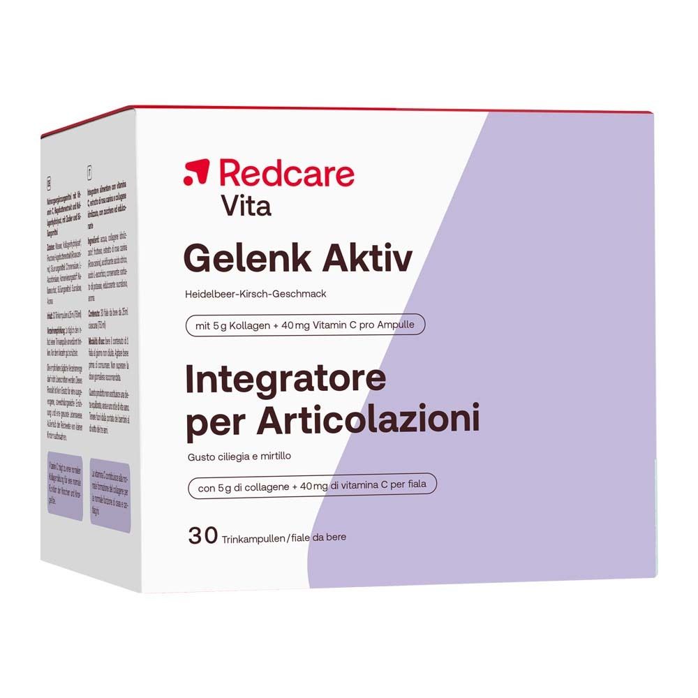 Emballage de Redcare Vita Gelenk Aktiv avec 30 ampoules buvables.